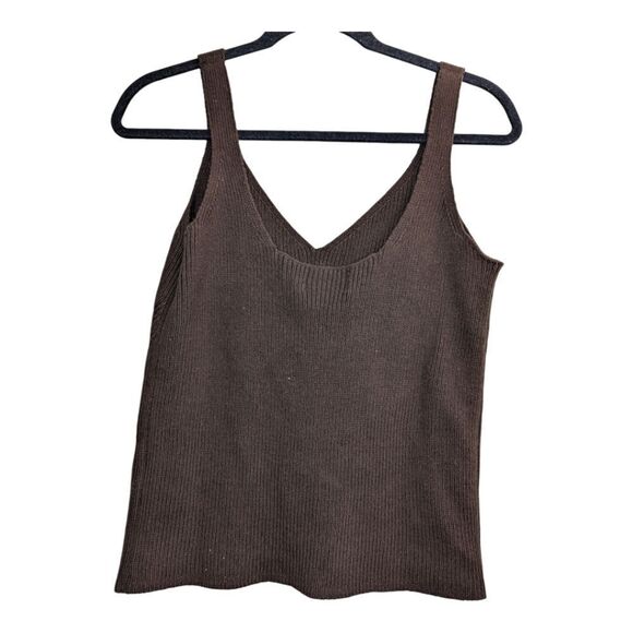 Nwot Brown knit sweater tank vest size M rib knit v neck - Picture 3 of 6